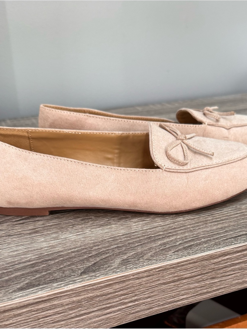 J. Crew Factory Suede Bow Loafers in tan